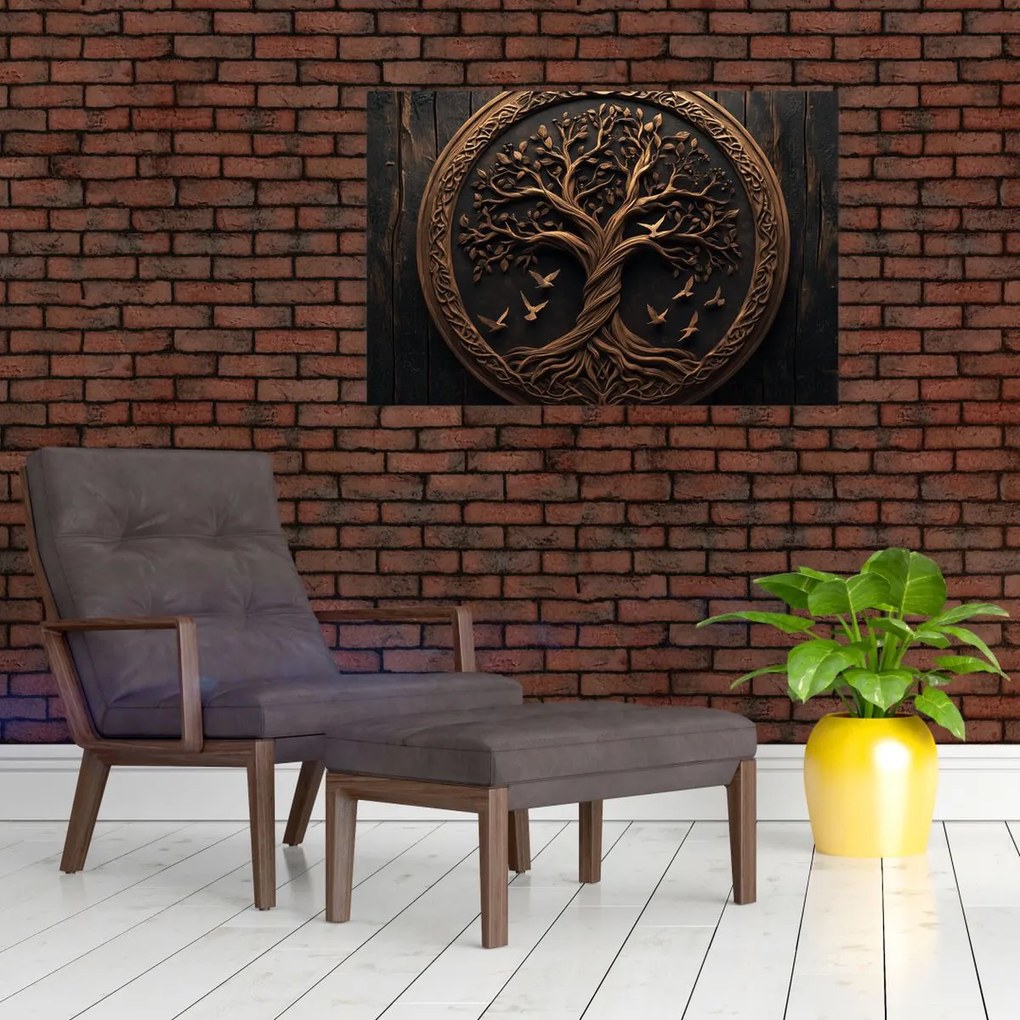 Kép – Fából készült életfa (90x60 cm)