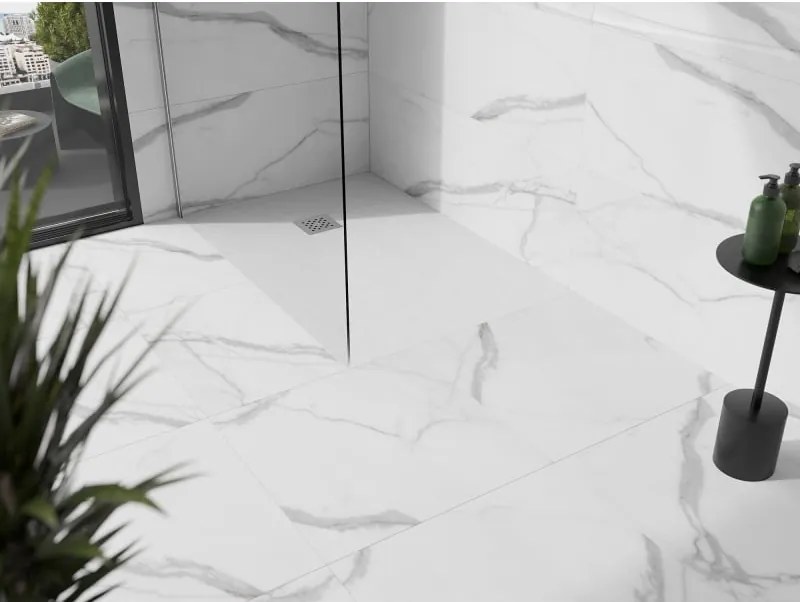 Mexen Stone+ téglalap alakú kompozit zuhanytálca 90 x 80 cm, fehér - 44108090