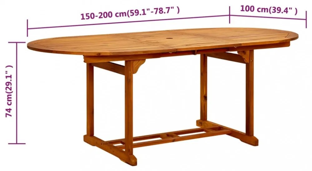 tömör akácfa kerti asztal 200 x 100 x 75 cm
