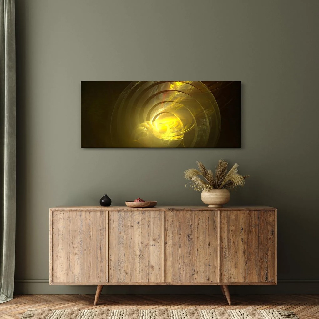 Sárga absztrakt spirál képe (120x50 cm)
