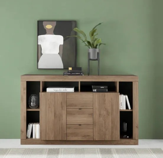 RIMINI komód, kétajtós, háromfiókos – Mercure tölgy