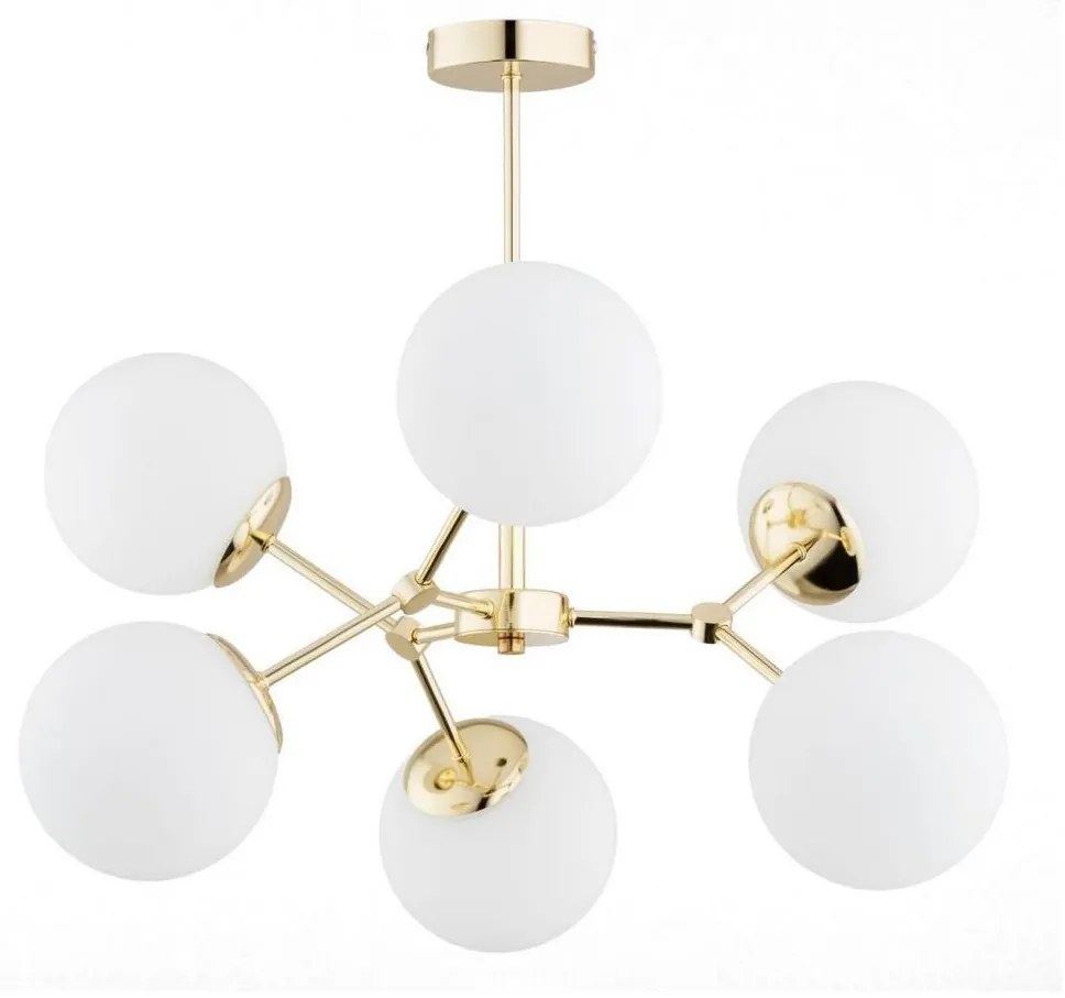 Csillár rúdon FOTON 6xE14/40W/230V arany/fehér