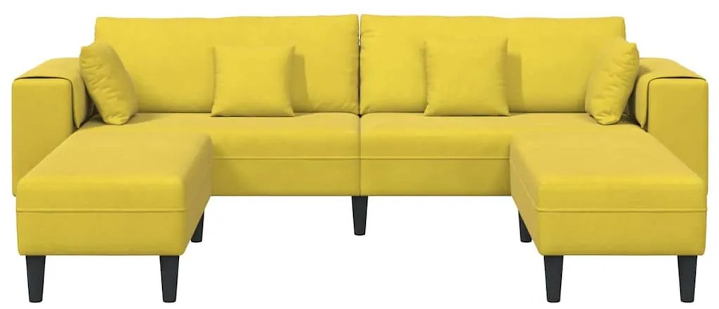 Bársony Kanapé párnával 3 pcs Sárga 208 cm Bársony