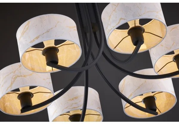 Jupiter 2105 - ARTHUR láncos csillár 6xE27/15W/230V fehér/fekete/márvány dekor