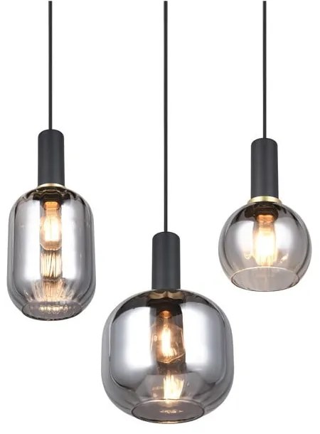 Fekete függőlámpa üveg búrával Diva – Trio