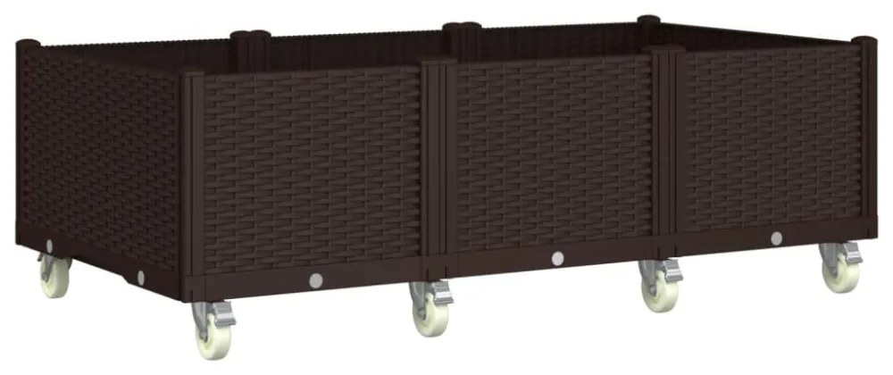 vidaXL barna polipropilén rácsos kerekes ültetőláda 150 x 80 x 54 cm