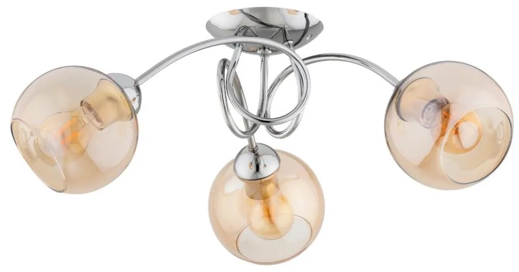 Felületre szerelhető csillár TEVI 3xE27/60W/230V fényezett króm/bézs