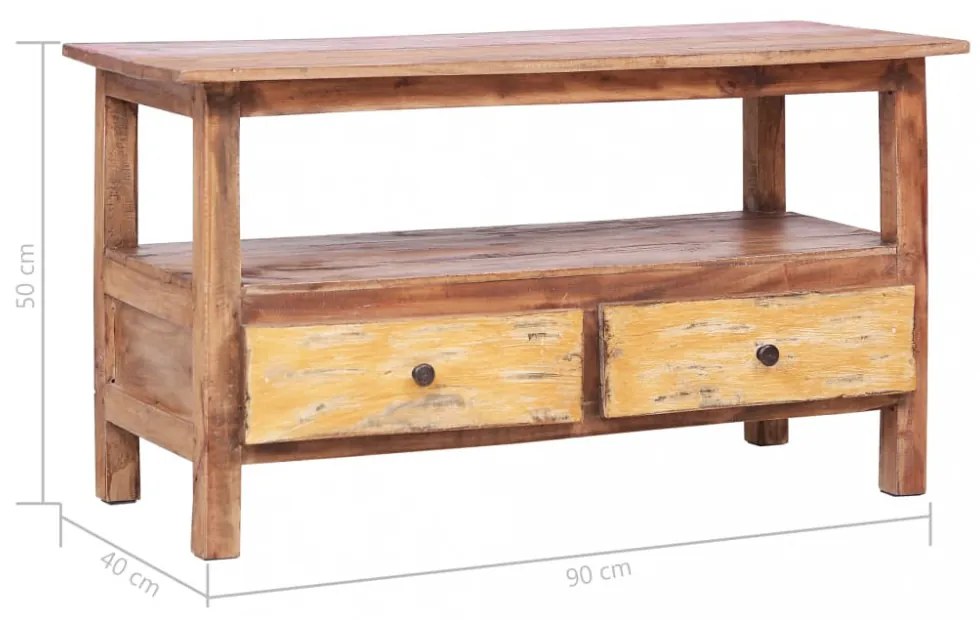 tömör újrahasznosított fa TV-szekrény 90 x 40 x 50 cm
