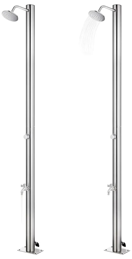 Rozsdamentes acél kerti zuhany szürke aljjal 220 cm