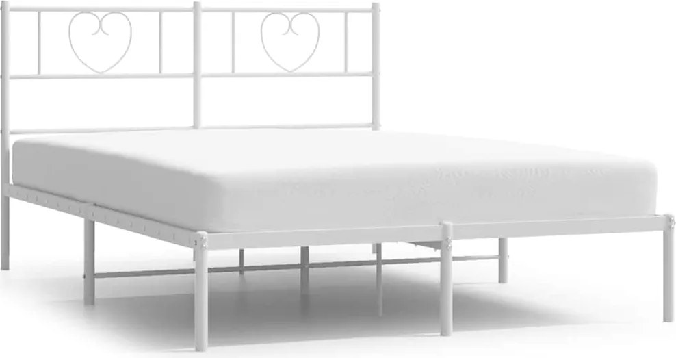 vidaXL fehér fém ágykeret fejtámlával 135 x 190 cm