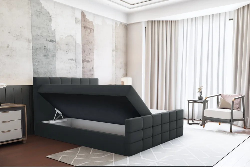 Boxspring ágy, 180x200, szürke, BEST