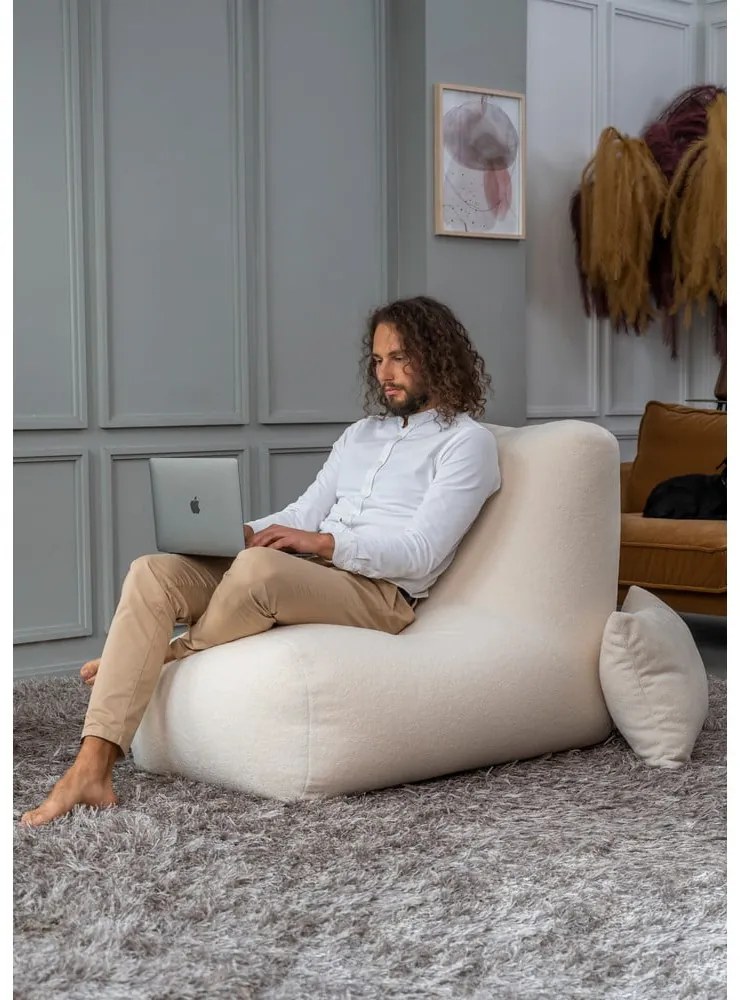 Világosszürke buklé babzsákfotel Tube – SLOWDOWN