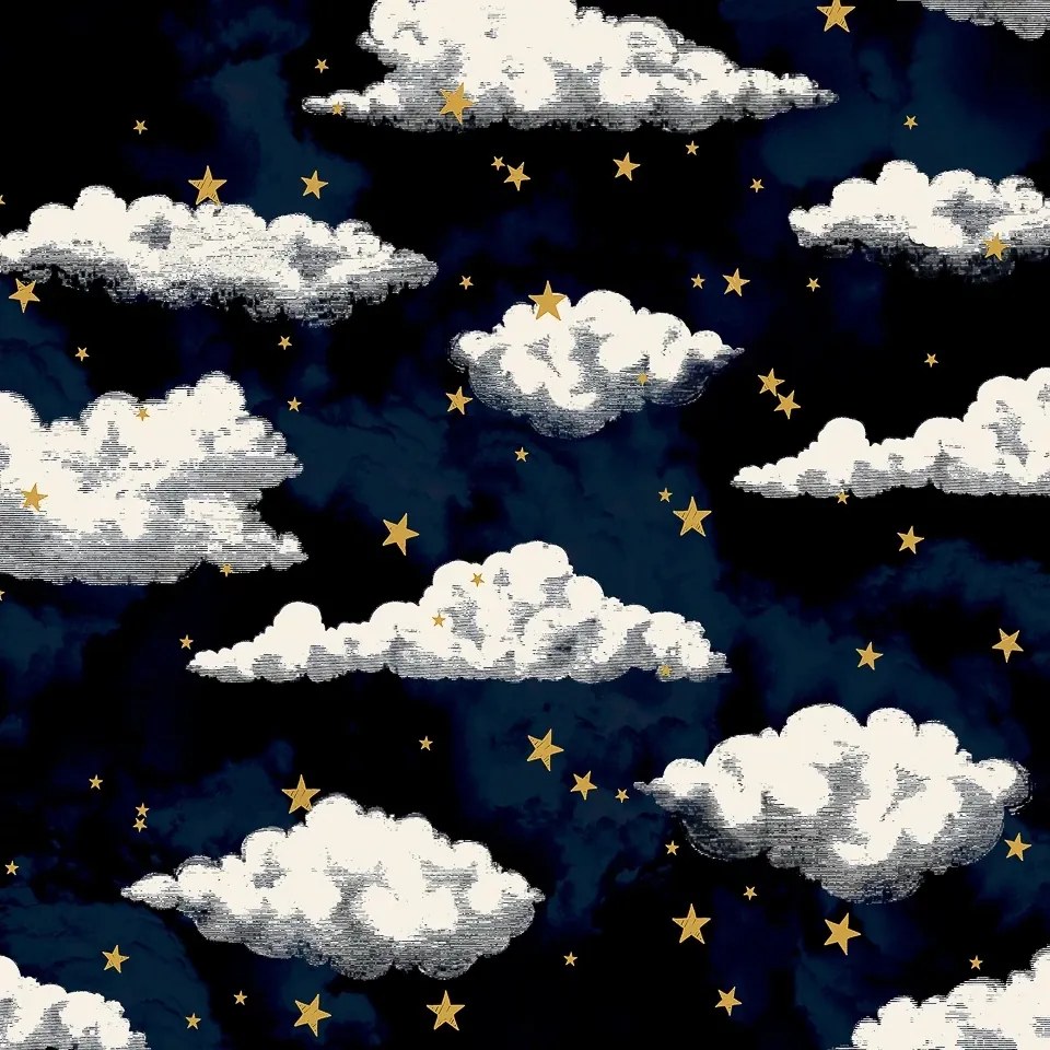 Arthouse Signature 2 Stars And Clouds arany-fehér csillagos papír tapéta – 923907