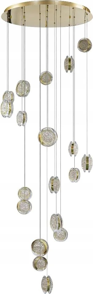 Átlátszó lámpaernyőkkel ellátott spirál túlnyúlás az Euforia Hotel magas előterében