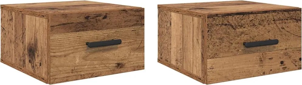 vidaXL Éjjeliszekrény 2 pcs Öreg fa 35 x 35 x 20 cm Faanyag