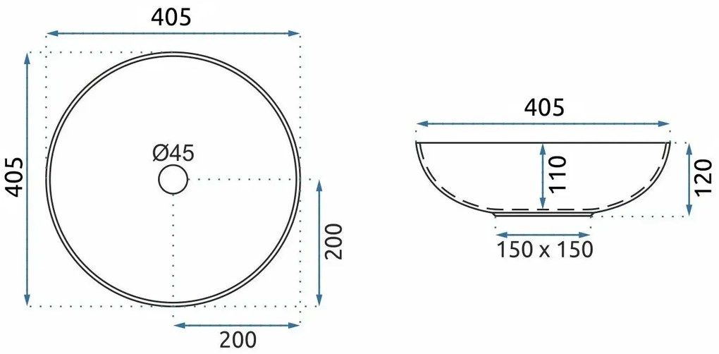 Rea Fibo, asztali mosogató 405x405x120 mm, fekete matt mintás, REA-U3301