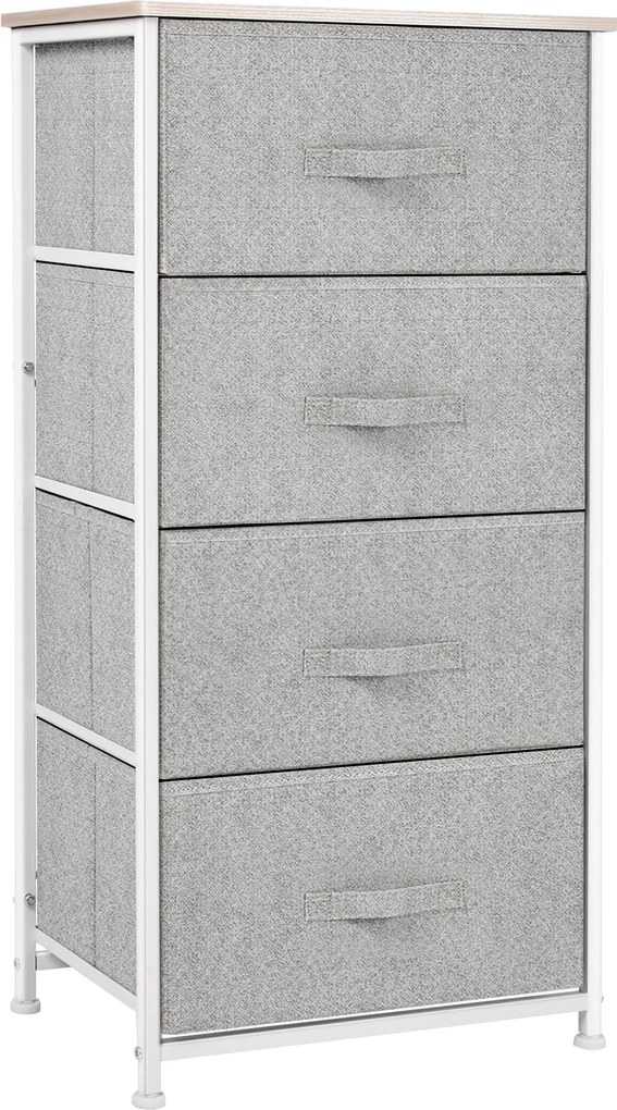 HOMCOM 4 Textil Fiókos Komód Tároló Szekrény Multifunkciós, 45x30x92 cm, Szürke | Aosom