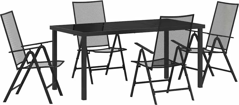 vidaXL Kert étkező szett 5 pcs Antracit Porszórt acél