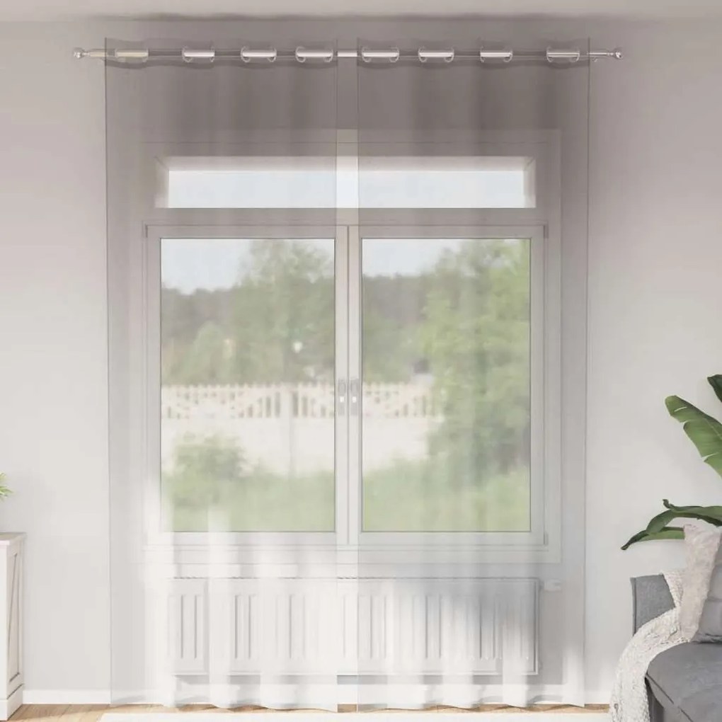 2 db világosszürke fátyolfüggönyök rojtokkal 140x260 cm