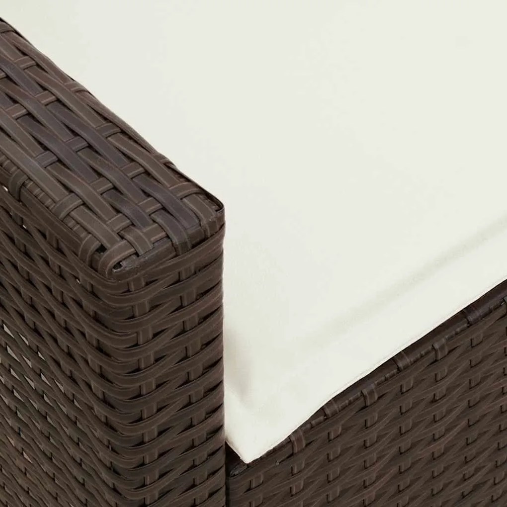 5 személyes barna polyrattan kerti kanapé párnával