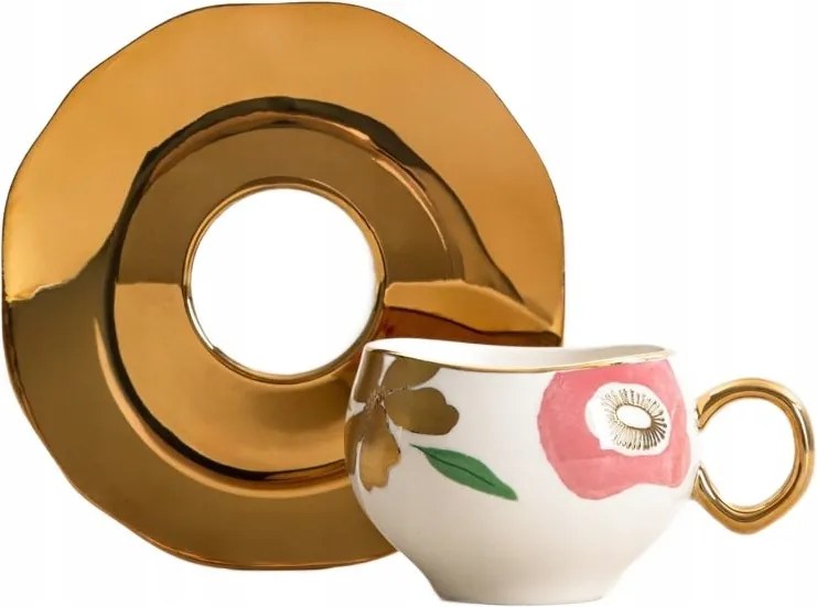 Bogli virágos bögre arany füllel 0,2 l Homla