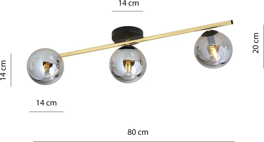 Emibig modern mennyezeti lámpa splendi fekete grafit arany emi1246/3