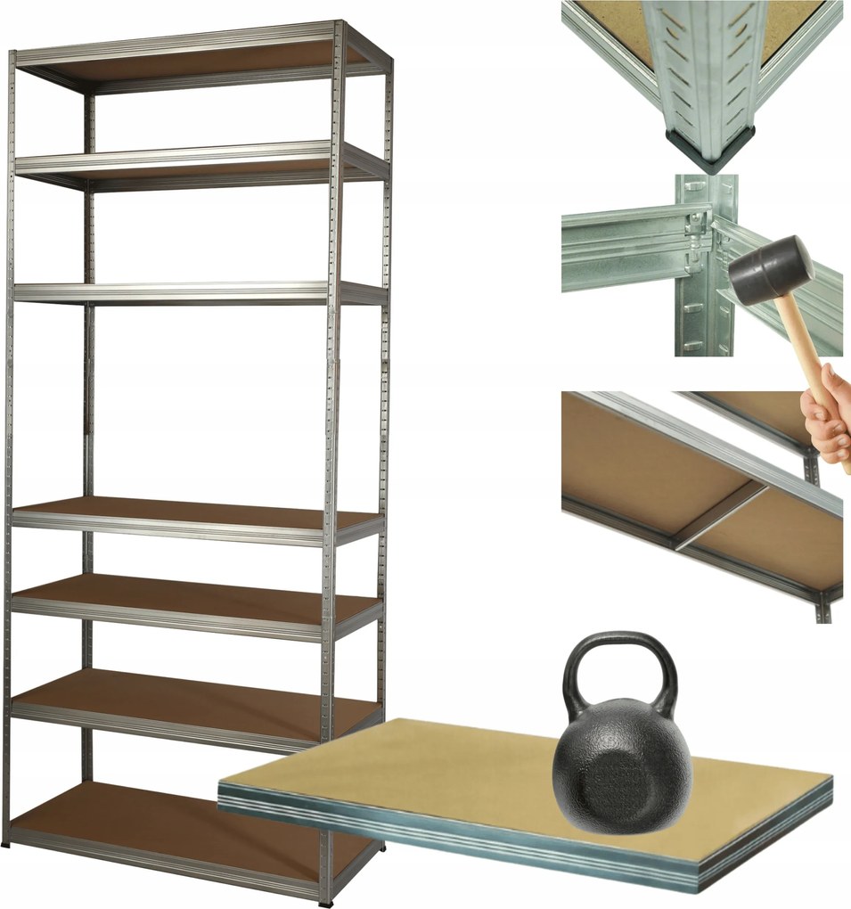 Horganyzott fém tároló állvány Helios 270x75x40cm 7Px175kg Magas