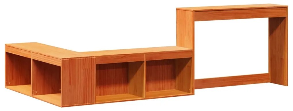 Viaszbarna tömör fenyőfa éjjeliszekrény asztallal 232x112x75 cm