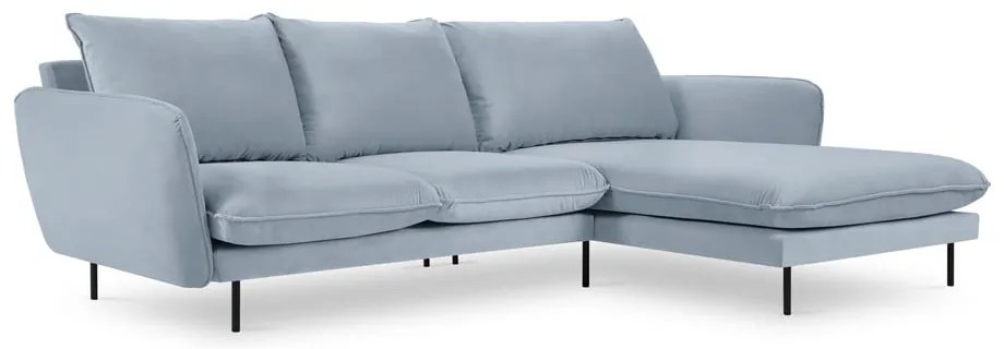 Világoskék bársony sarokkanapé (jobb oldali) Vienna – Cosmopolitan Design