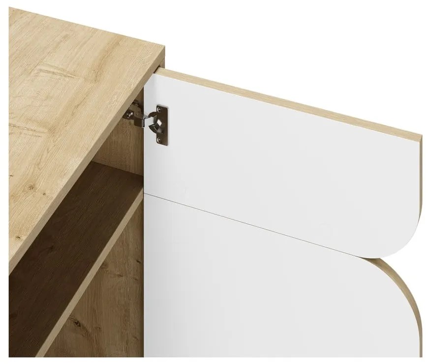 Fehér-natúr színű szekrény tölgyfa dekorral 95x79 cm Nola – Marckeric