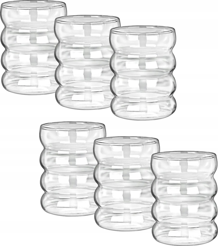 Italos Poharak szett 6 db-os Hullámos 350 ml átlátszó vízálló