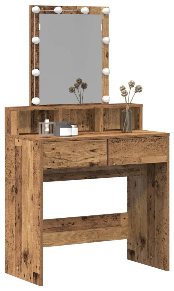 Sminktükör LED Fénnyel Régies Fa Kompozit Fa