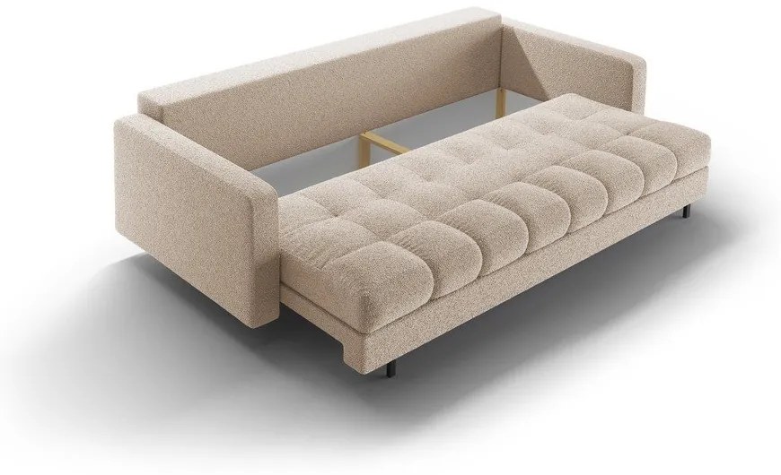 Bézs buklé kinyitható tárolóhelyes kanapé 222 cm Bali – Cosmopolitan Design