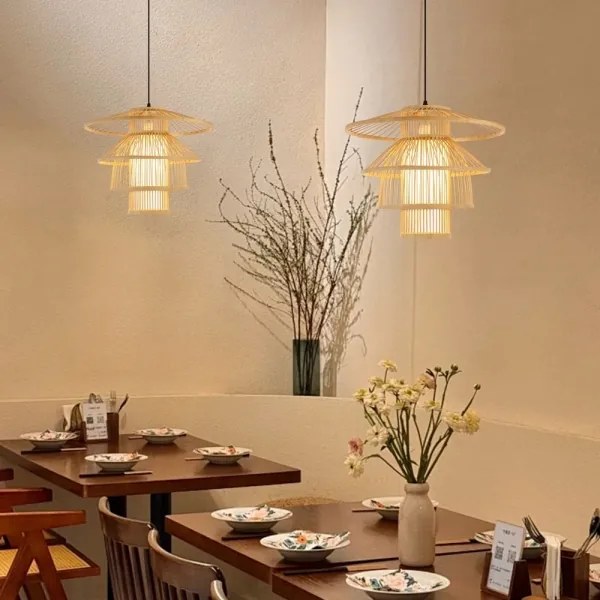 Immax 08255L - Csillár zsinóron PINCHOS 1xE27/40W/230V átm. 50 cm bambusz