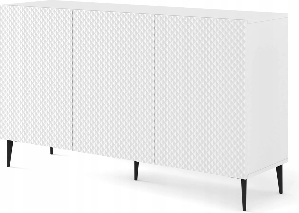 Ravenna komód C 150 cm 3D maró fehér fényes magassarkú