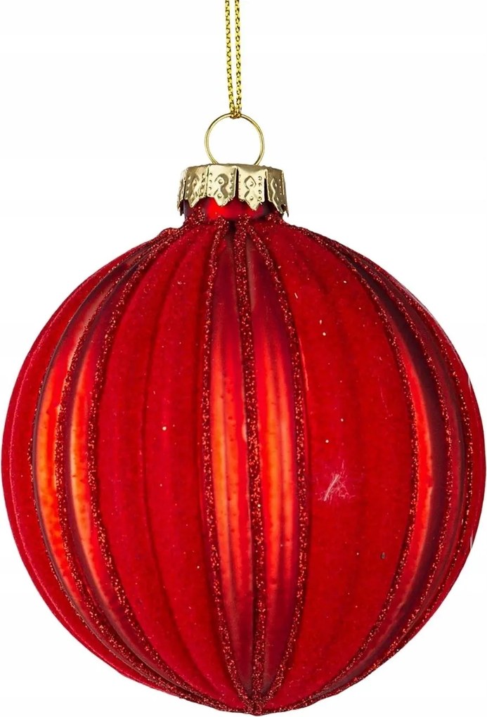 Karácsonyfadísz szett 12 db-os Bizzotto piros karácsonyi üveg