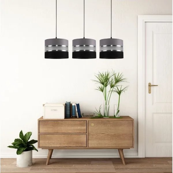 Csillár zsinóron CORAL 3xE27/60W/230V szürke és fekete