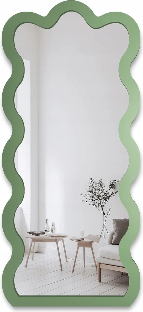 Fali tükör hullámos zöld keretben Blobs Wave 50x110 előszobába