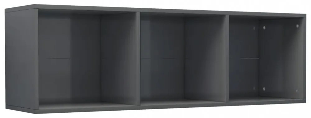 magasfényű szürke szerelt fa könyv-/TV-szekrény 36x30x114 cm