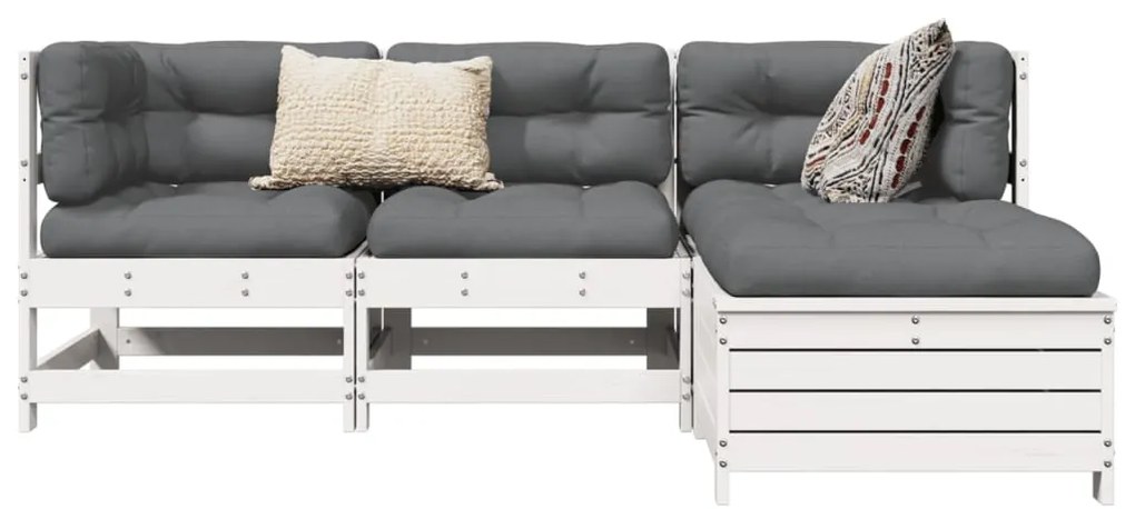 vidaXL fehér 4 részes tömör fenyőfa kerti ülőgarnitúra