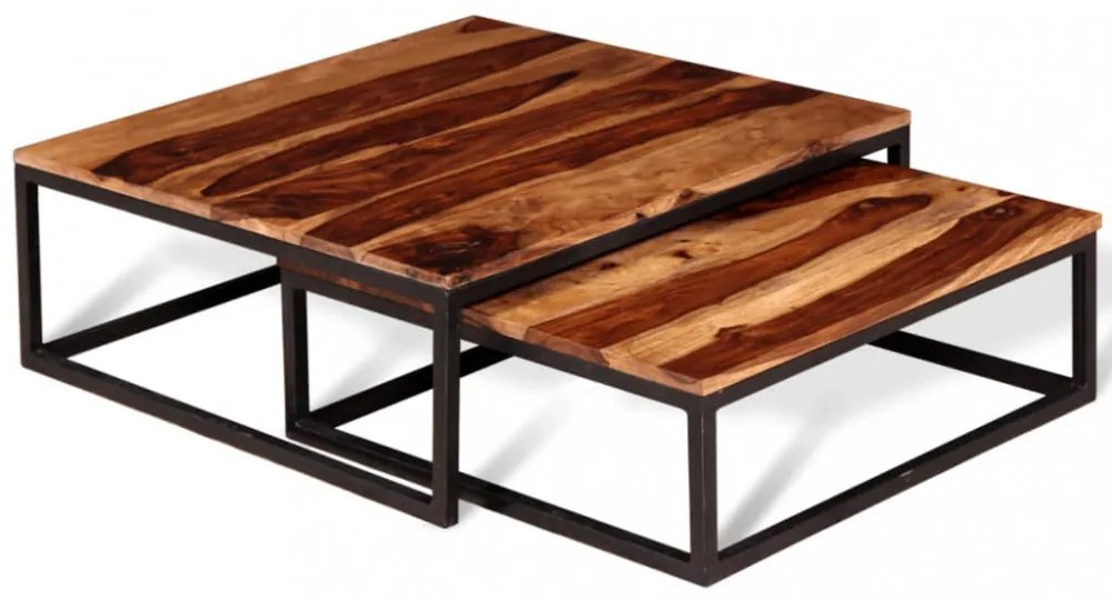 2 db egymásba tolható akácfából dohányzóasztal