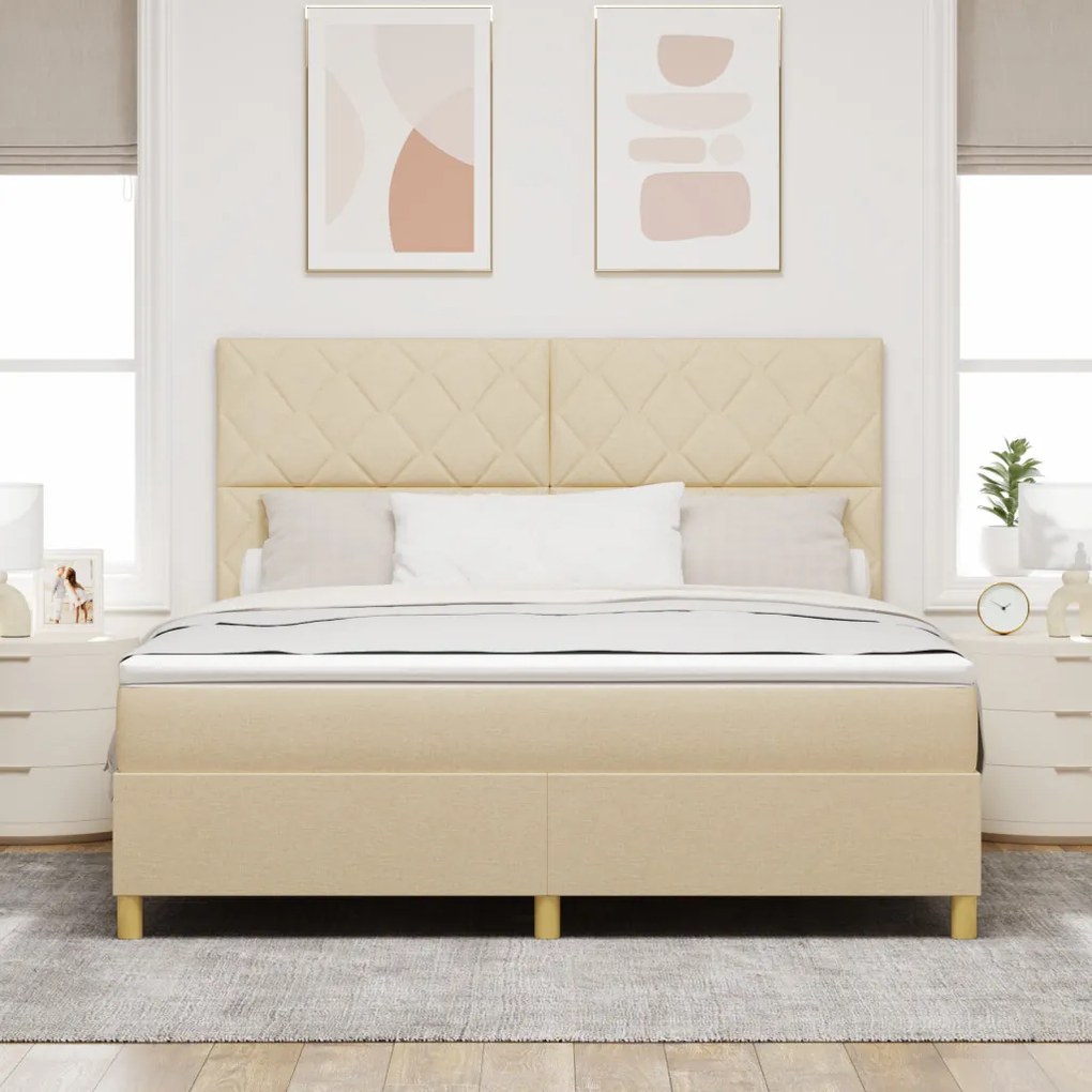 Box Spring Ágy Matraccal Krém Szuper Király Szövet