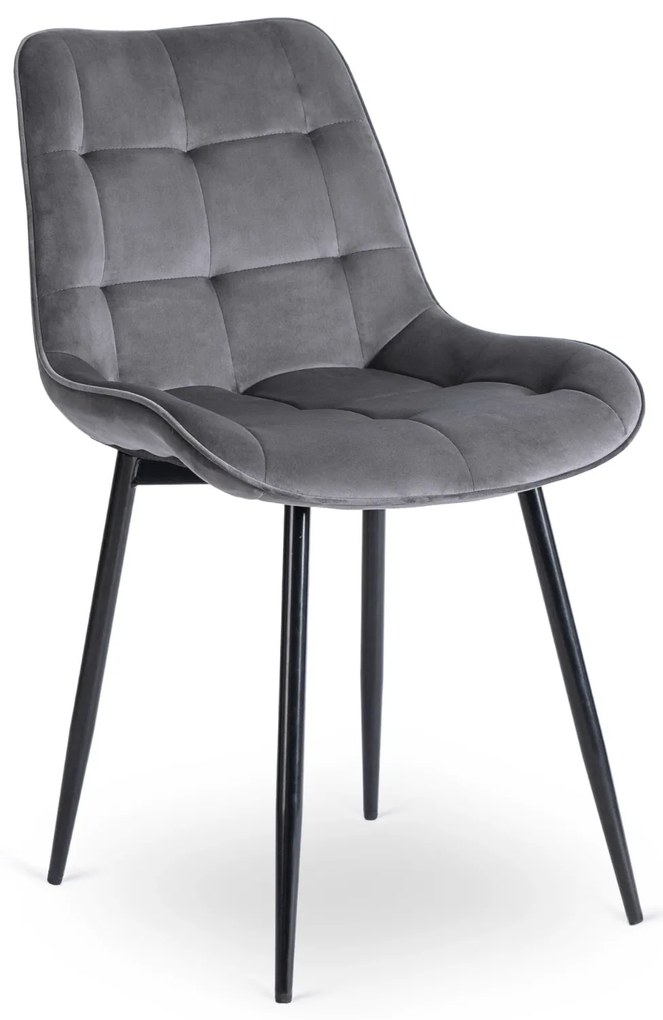 Bársony étkezőszék CHRIS szürke/fekete