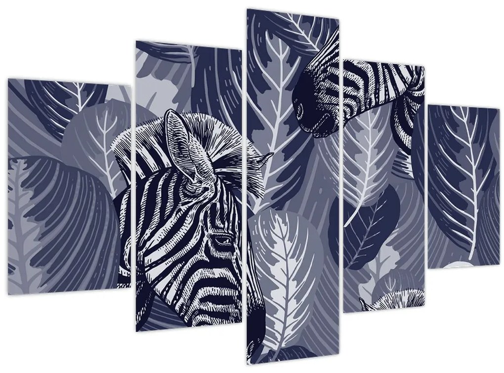 Kép - Kék zebrák (150x105 cm)