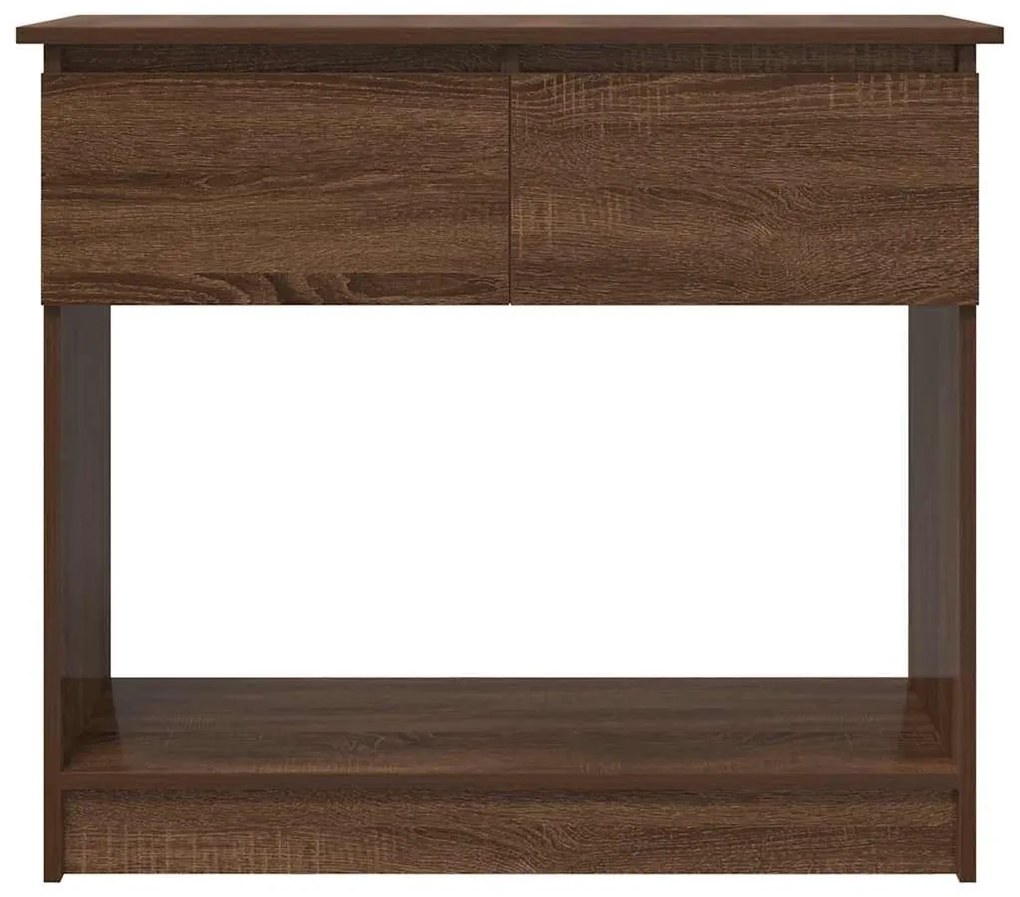 barna tölgyszínű konzolasztal fiókokkal 85,5x38,5x74,5 cm