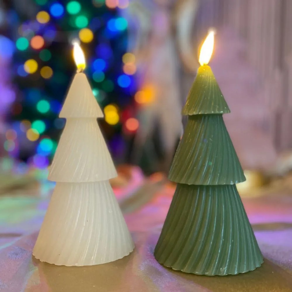 Christmas tree ledes gyertya 15 cm krém