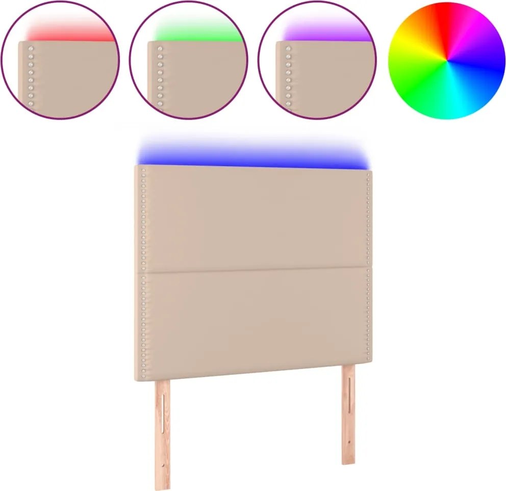 vidaXL cappuccino műbőr LED-es fejtámla 90x5x118/128 cm