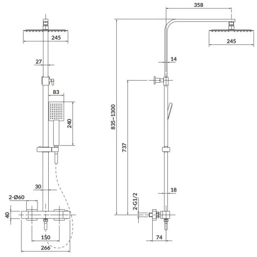 Cersanit S951-341 CITY termosztátos zuhanyszett, fényes króm