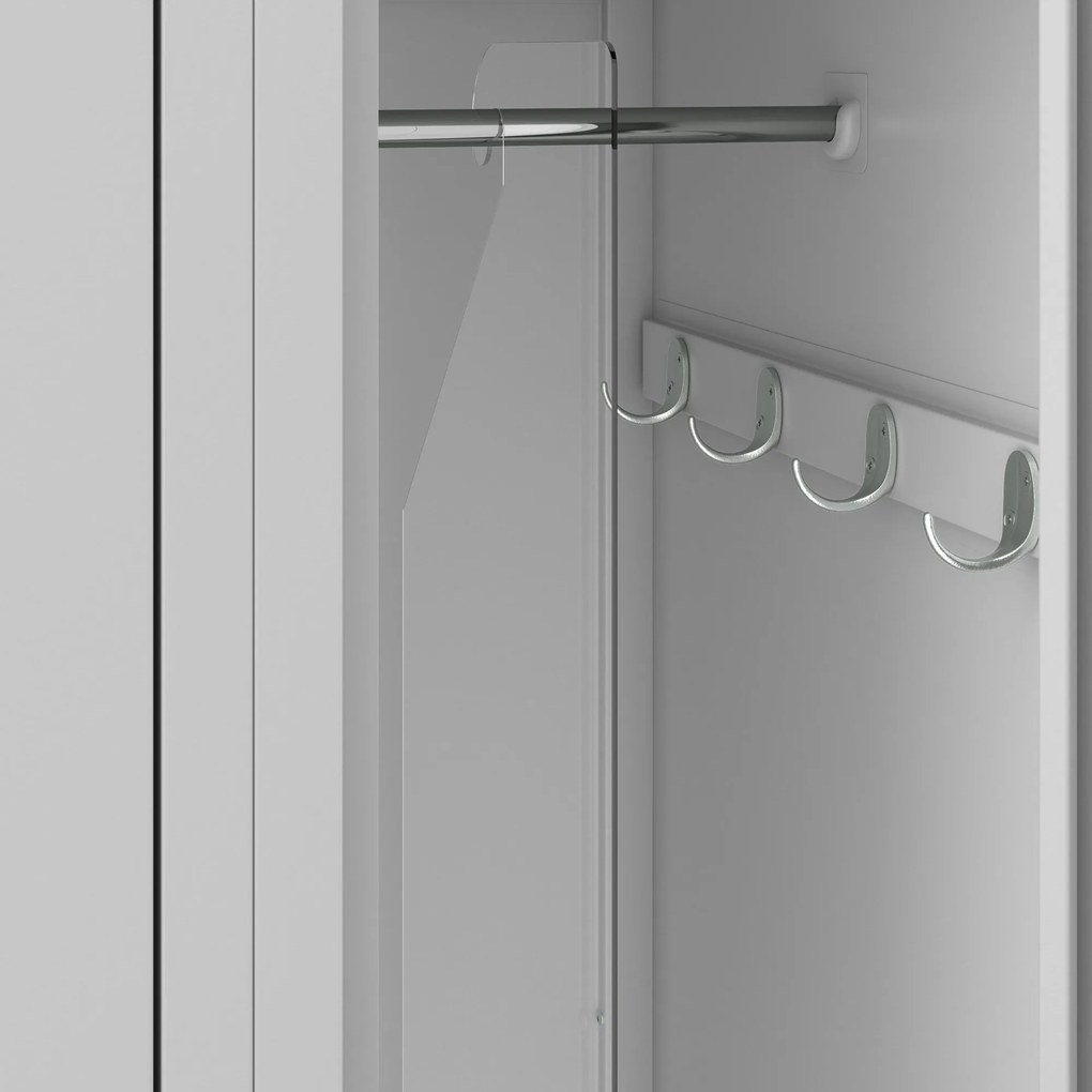 Pléh öltözőszekrény talpazaton, négymodulos, polcokkal KACPER II, 600 x 1800 x 500 mm, szürke