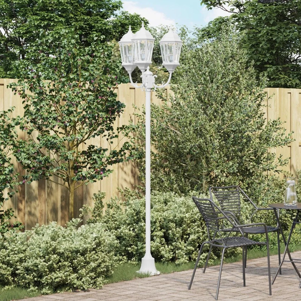 Kerti Lámpaoszlop 3-Fény E27 Fehér 220 cm Alumínium